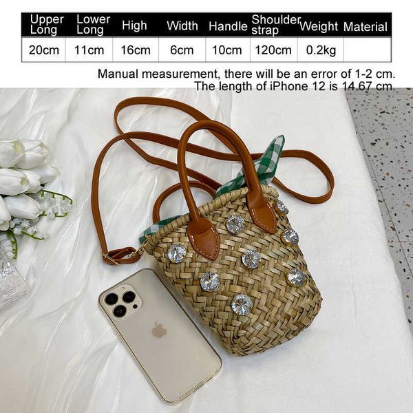 

nxy diamond crossbody bags for women fashion weave 's straw shoulder luxury designer handbags beach messenger 230424