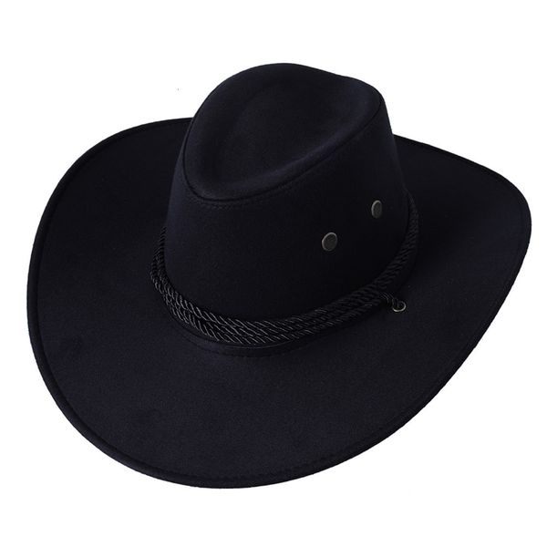 

wide brim hats bucket mens vintage cowboy with adjustable rope outdoor sun casual solid color boater trilby caps 230504, Blue;gray
