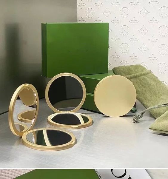 

fashion cosmetic compact mirrors brand folding velvet dust bag mirror with gift box gold color outside a+++++ qualit