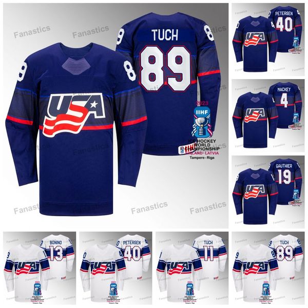 

usa hockey 2023 iihf world championship jerseys casey desmith luke tuch dylan samberg nick bonino scott perunovich cutter gauthier cutter ga, Black;red