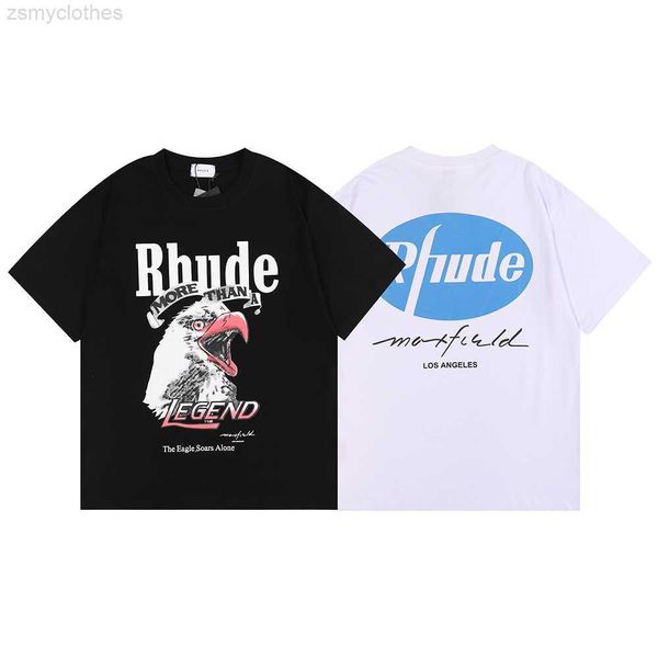 

men's t-shirts rhude letter tshirt red blue print casual men women oversize short sleeved t shirt men hip-hop fashion tshirt high quali, White;black