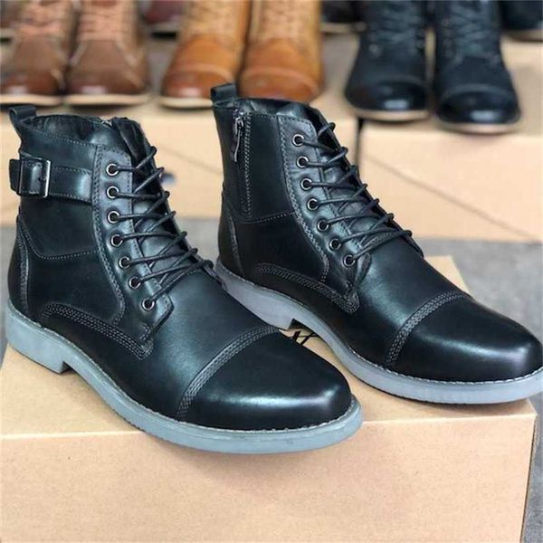

fashion men martin boot oxford lace up formal dress shoes high genuine leather sneakers male non-slip ankle boots party wedding shoe 004, Black