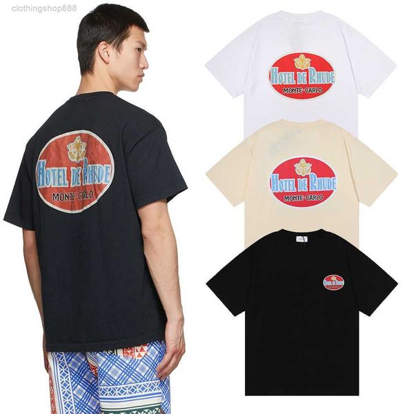

men's rhude t shirt trendy clothing, design, printed oversized men and couple sleeved kdih, White;black