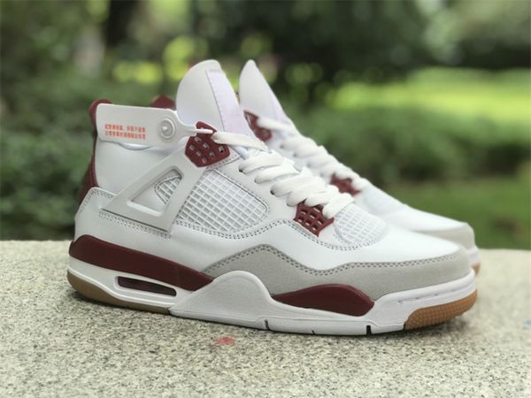 

mens shoes sb x jumpman 4 white red co branded retro sp basketball shoes sports sneakers