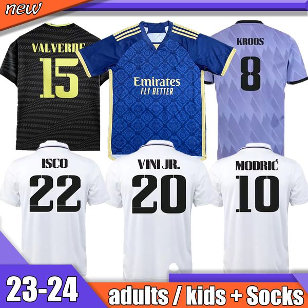 

23 24 real madrids soccer jerseys benzema player version football shirt valverde club world cup camavinga modric champions 2023 2024 camiset, Black;yellow