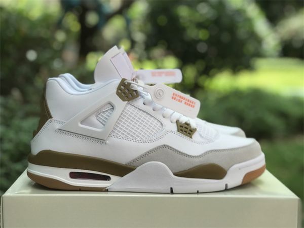 

basketball designer shoes sb jumpman 4 white brown low with original box