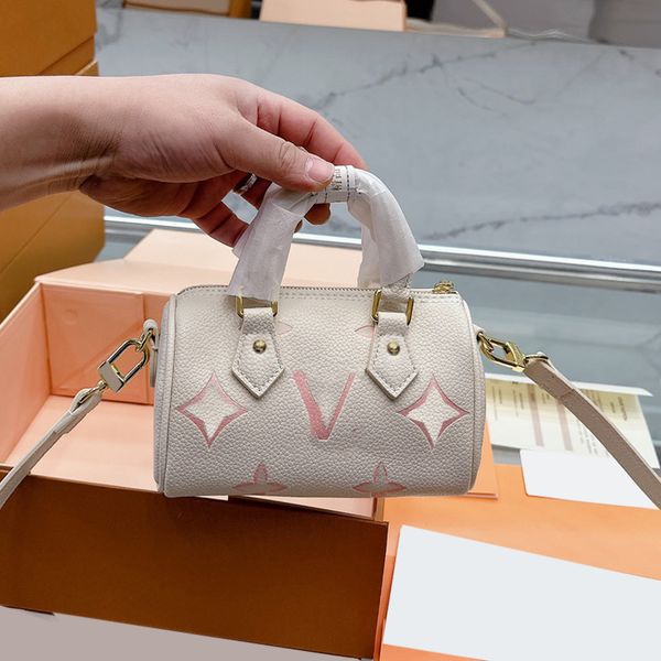 

laides luxury mini speedy pillow bags embossing old flower handle totes removable strap crossbody shoulder luxury outdoor cosmetic case hand