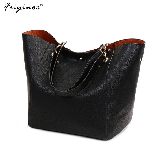 

evening bags leather handbags big women female trunk tote shoulder casual ladies large bolsos 2pcs set fashion soft 230504