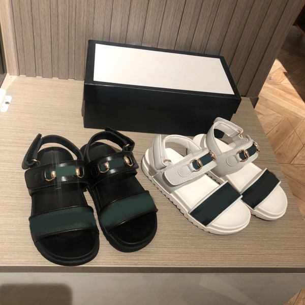 

designer kids summer sandals g classic red and green webbing check with double buckle design beach shoes, Black;red