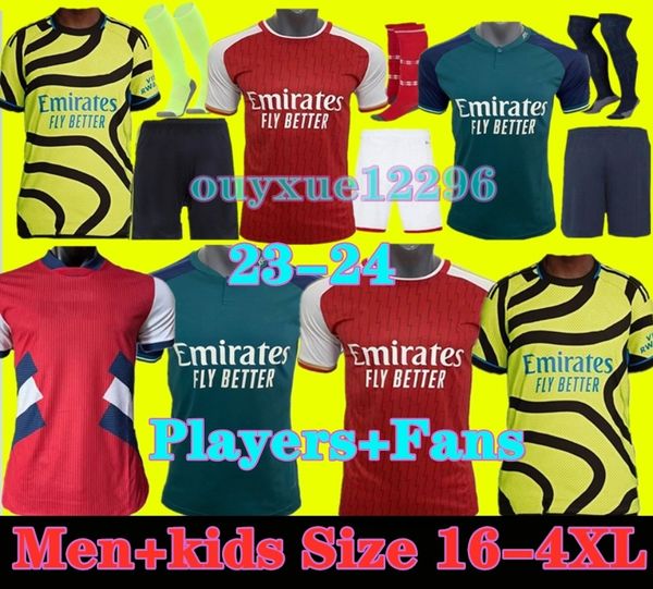 

16-4xl smith rowe g.jesus saka soccer jerseys saliba 23 24 fans player version odegaard martinelli jorginho 2023 2024 football kits shirt me, Black;yellow