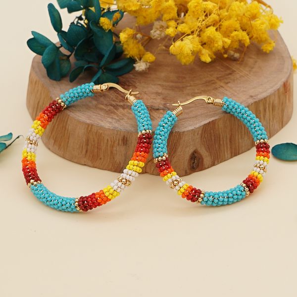 

hoop huggie go2boho native style earring bohemian ethnic hoop earrings for women jewelry handmade gift miyuki beaded ear rings jewellery 230, Golden;silver