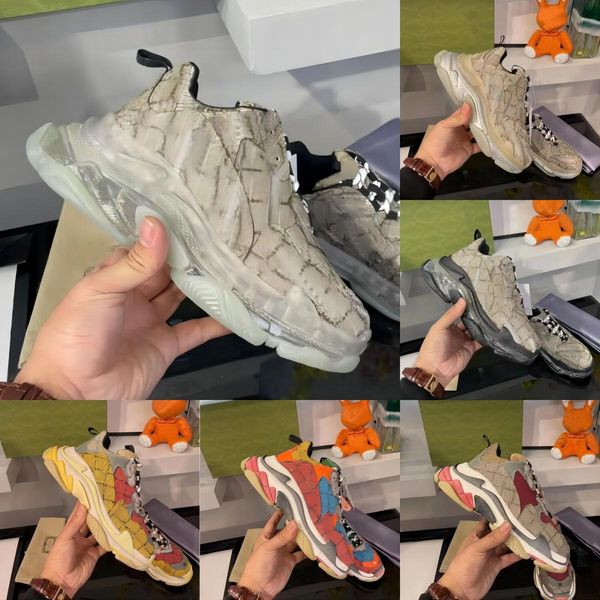 

designer luxury women men shoes the hacker project triple s sneakers 100 rhyton sneaker trainers multicolor casual outdoor brand shoe, Black