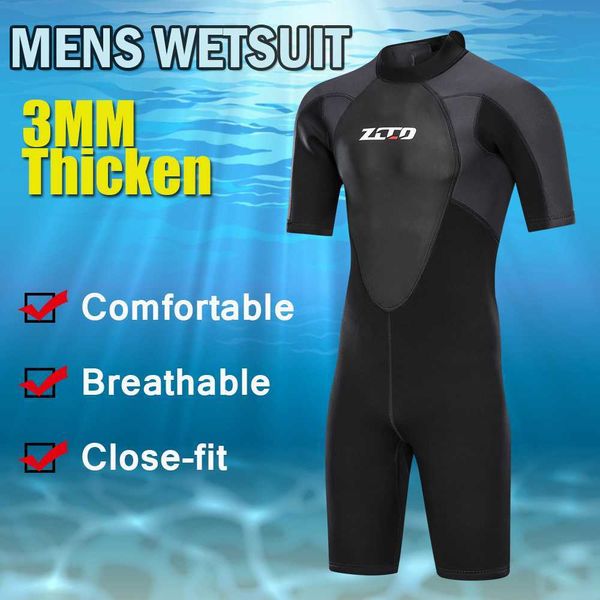 

wetsuits drysuits 3mm neoprene wetsuit men short sleeve one piece set sunproof diving suit for surfing spearfishing snorkeling keep warm swi