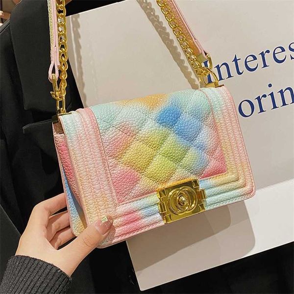 

14% off 2023 fashion hand versatile women's high-end lychee patterned small square with diamond grid chain single shoulder diagonal cro