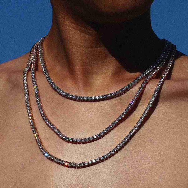 

mister jewelry hip hop 925 sterling silver moissanite cluster tennis chain necklace