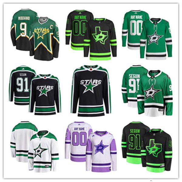 

dallas custom stars hockey jerseys 91 tyler seguin 35 anton khudobin 9 mike modano 14 jamie benn 63 evgenii dadonov 18 max domi 12 radek fak, Black;red