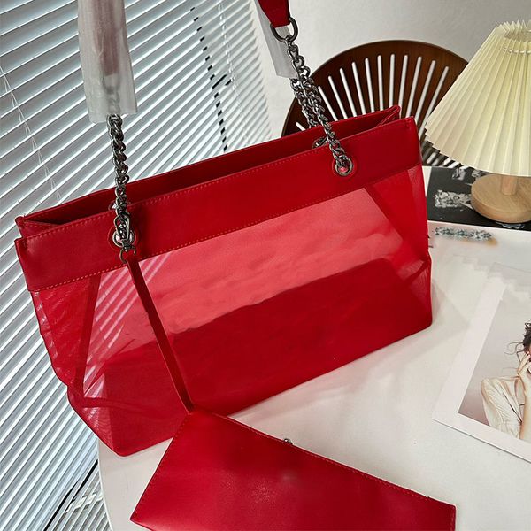 

designer small duty mesh tote bag womens luxury black white red leather medium shopping shoulder bags classic purse