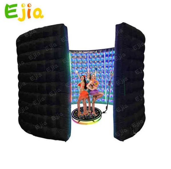 

3.5x2 customized 3.5x2.8x2.5m white black inflatable p booth cube pbooth portable backdrop tent dome with led light for sale 001