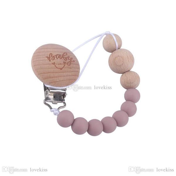 

pacifier holders clips baby chain natural wooden silicone teething beads newborn infant feeding toddler e20546