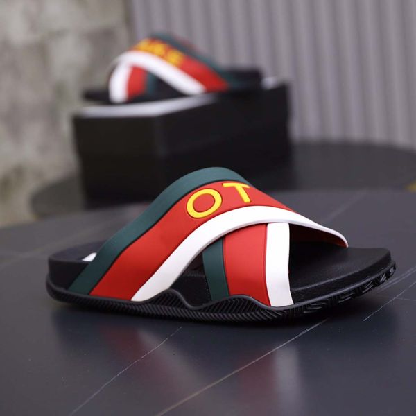 

designer sandal women men rubber leather slide sandal dress shoe wedges sandal beach slippers luxury summer platform size 35-45 with box8, Black