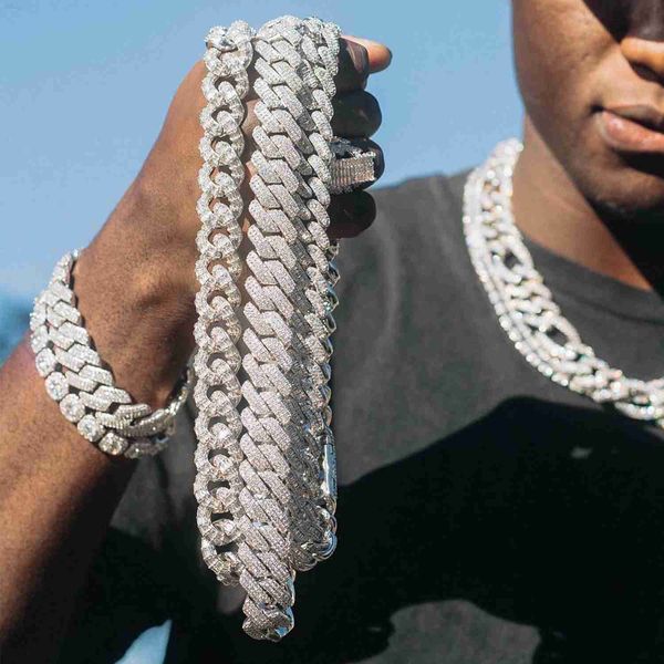 

2023 square baguette tennis chain white gold d color vvs moissanite diamond 925 sterling silver men hip hop jewelry