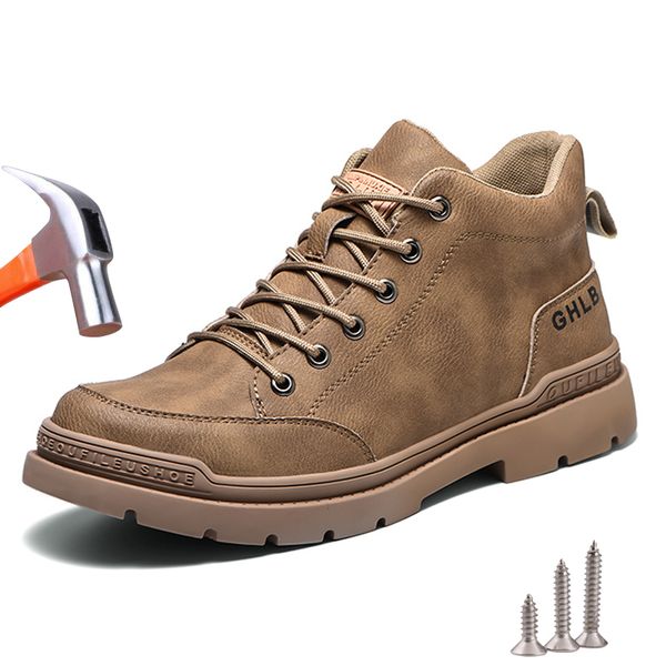 

safety shoes men safety boots construction anti-smash anti-puncture work safety shoes men indestructible steel toe work boots 230505, Black;brown