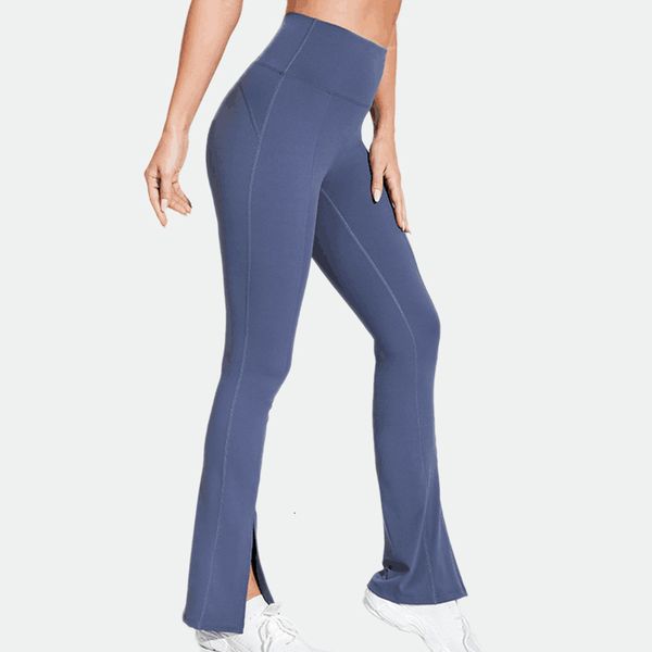 

women's leggings salspor flared leggings women athletic leg hip lift sports slit trousers high waist gym legging for woman trouser fitn, Black