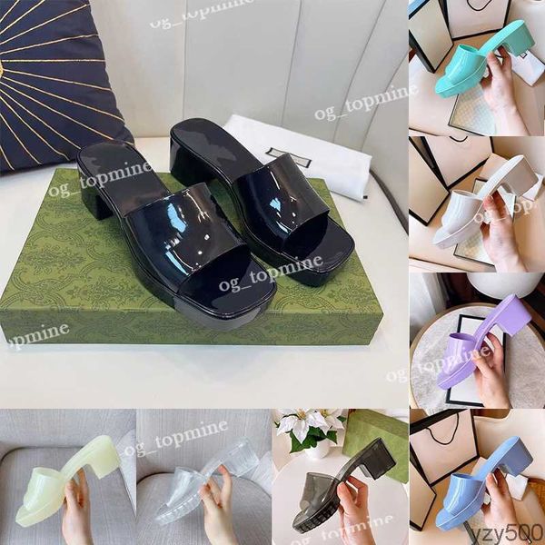 

woman platform beach slipper sandal rubber high heels platform slide 5.5cm pink green candy colors outdoor womens slides slippers flip flops, Black