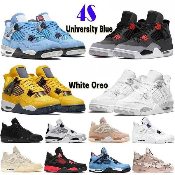 

designer jordens 4 basketball shoes for mens women jumpman 4s iv sports sneakers white oreo back cat university blue mocha shimmer lightning