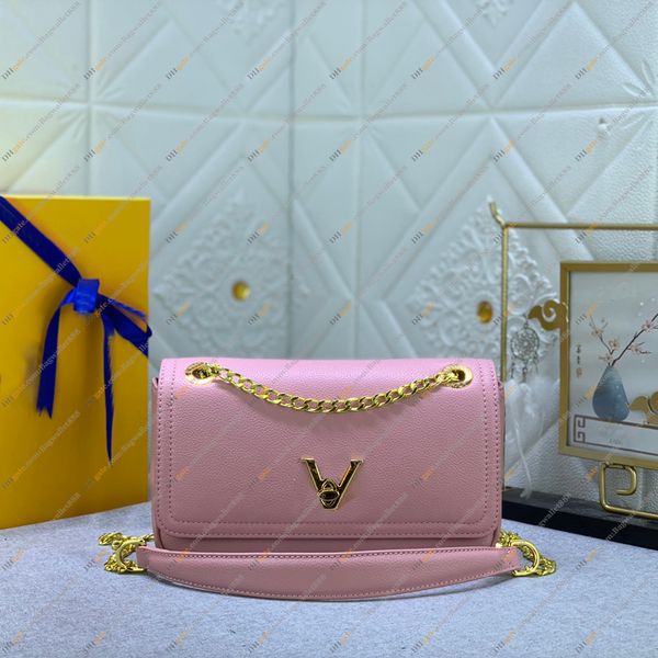 

upgraded designer leather chain bag women bag lock-me grainy cow leather handbag simple slip chains strap twist lock crossbody shoulder tote