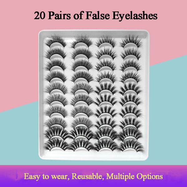 

natural thick synthetic fiber false eyelashes 20 pairs mixed extensions eyelash hand grafting beauty tools makeup accessories pestanas posti