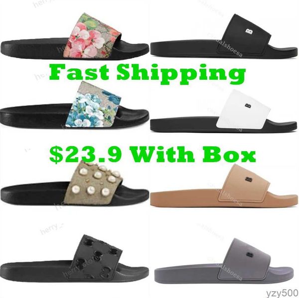 

gg paris men women leather slippers home slipper blooms geranium print black grey sandals shoes woman flip flops luxury pantoufles sandales