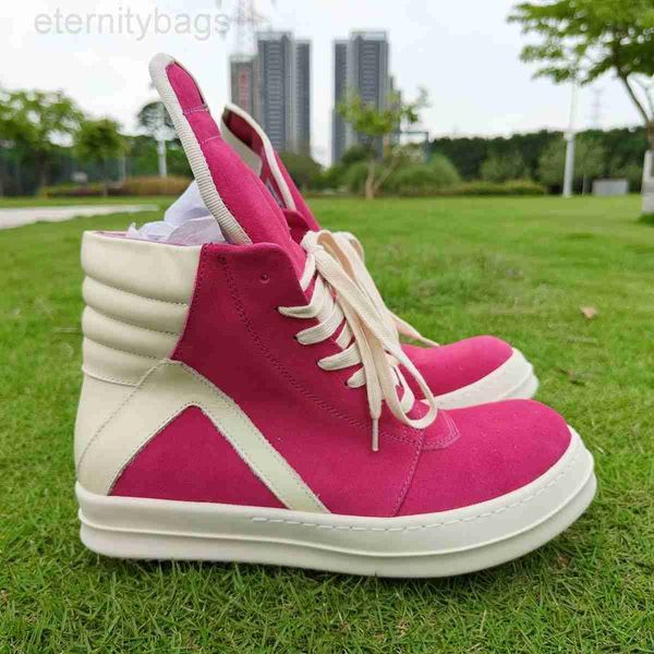 

rick european and american trendy shoes high shoes ro inverted triangle thick sole frosted suede casual board shoes high appearance men and, Black