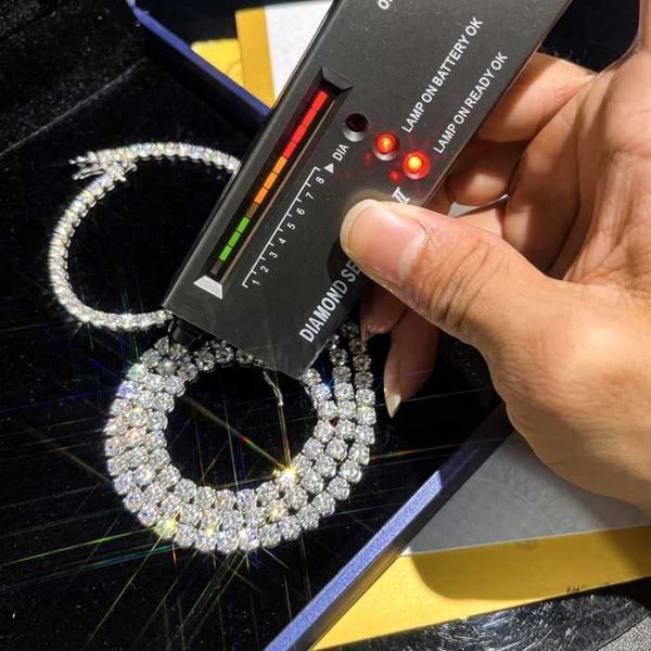 

gra certificated 925 sterling silver vvs moissanite tennis chain necklace women 3mm 4mm pass diamond tester tennis link chain