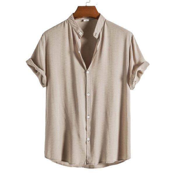 

men's casual shirts men clothing summer new arrivals fashion streetwear men short sleeve shirts casual stand collar camisas para hombre, White;black