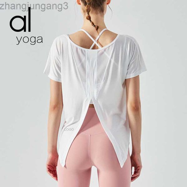 

desginer alo yoga t shirt breathable  female youth women's sports white suit