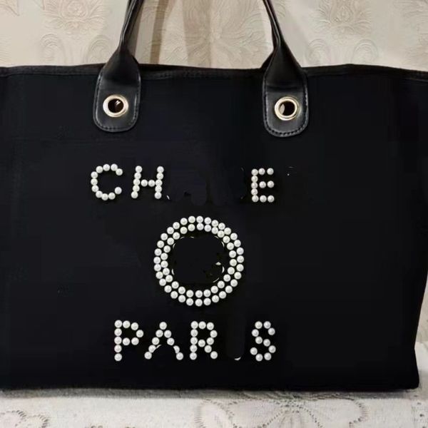 

new designer shopping bags handbags pearl beach bag canvas portable high-capacity fashion trend women bag 3 colour ch0505