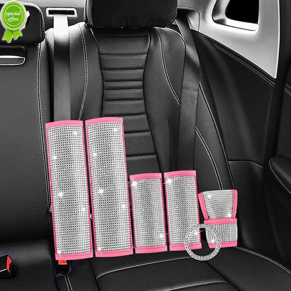 

new pink crystal car handbrake grips cover car gear shift knob cover seat belt cover pad bling car accessories interior for woman