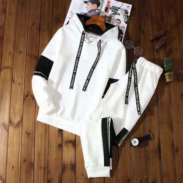 

hoodies & sweatshirts 2023 new men's hooded sports youth fashion set printed letter sweater{category}, Black