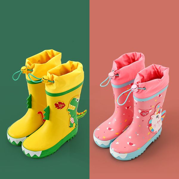 

rain boots kids boys girls boots waterproof children's shoes toddler natural rubber baby water cartoon boot 230504, Black;red