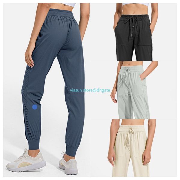 

ll women jogging yoga ninth pants pocket fitness leggings ll soft high waist hip lift elastic casual pants drawstring legs sweatpants, White;red