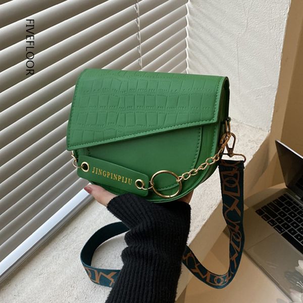 

evening bags design simple messenger for women fashion contrast color saddle shoulder chain wide straps 230504
