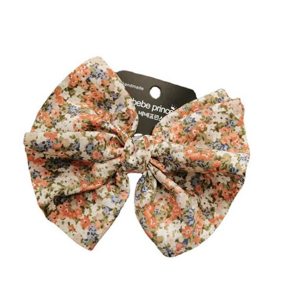 

girls hair accessories hairclips bb clip barrettes clips cloth shredded flower large bow ornament e21563, Slivery;white