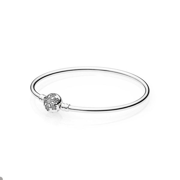 

sparkling snowflake clasp bangle bracelet for pandora 925 sterling silver party jewelry bracelets for women sisters gift luxury charm bracel, Black