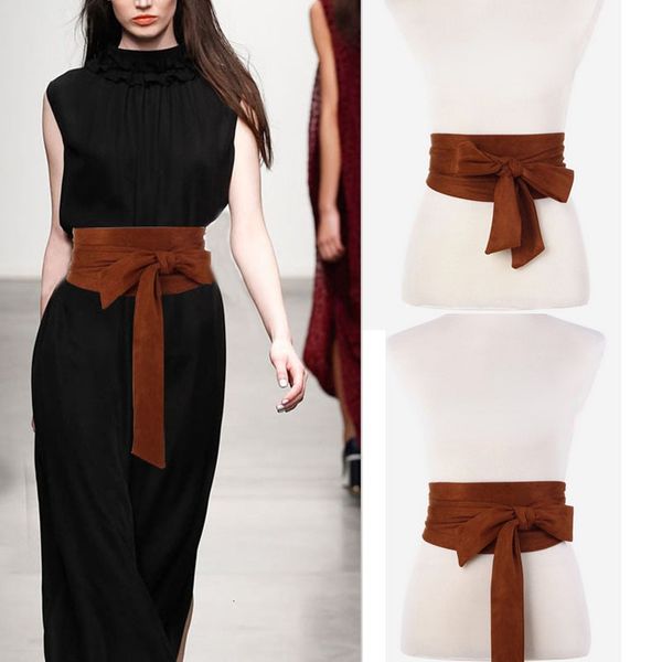 

belts soft suede wide belt for women retro strap belted dress shirt sweater decorative ladies bowknot waist seal 230cm 230505, Black;brown