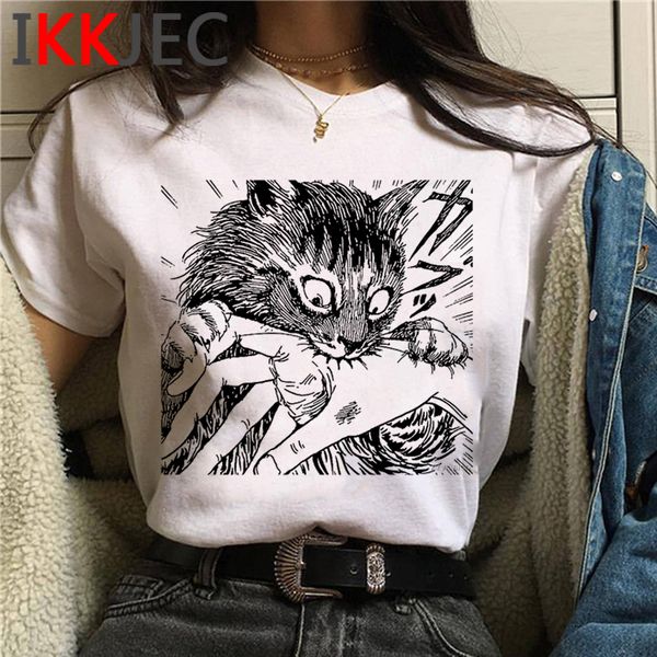 

men's t shirts manga junji ito t shirt men aesthetic white t shirt clothes tees harajuku streetwear 230428, White;black