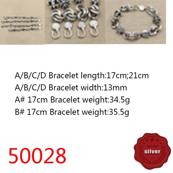 

50028 hip hop s925 sterling silver bracelet punk style personalized youth cross flower letter boat anchor six star jewelry couple popular ac, Golden;silver