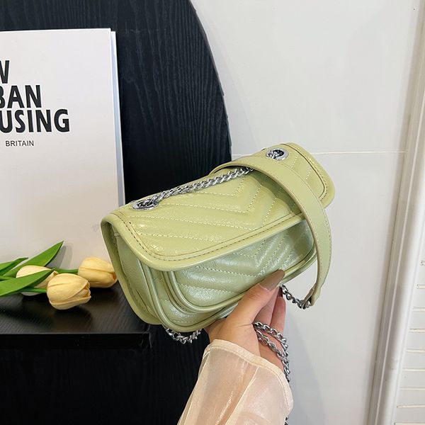 

evening bags green chain flap for women 2023 spring small leather shoulder crossbody simple armpit purses 230504