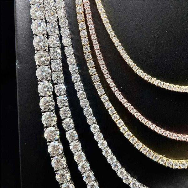 

high end hip hop necklace 3mm 925 sterling silver moissanite tennis chain necklace