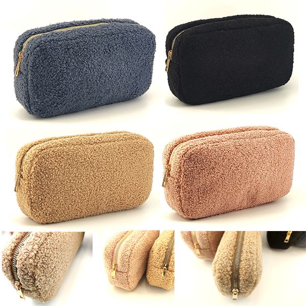 

cosmetic bags cases teddy velvet makeup bag zipper terry plush cashmere toiletries bag cosmetic bag lambswool pen pouch cosmetic organizer s